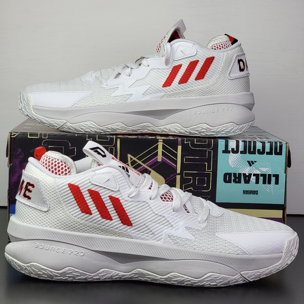 Adidas Dame 8 Damian Lillard Game Time White Red Black Men's Basketball Shoes